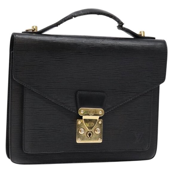 LOUIS VUITTON Epi Monceau 28 Hand Bag Black LV Auth - Picture 1 of 16